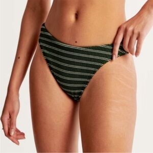 Abercrombie High Rise Swim Bottoms NWT Medium Green Stripe